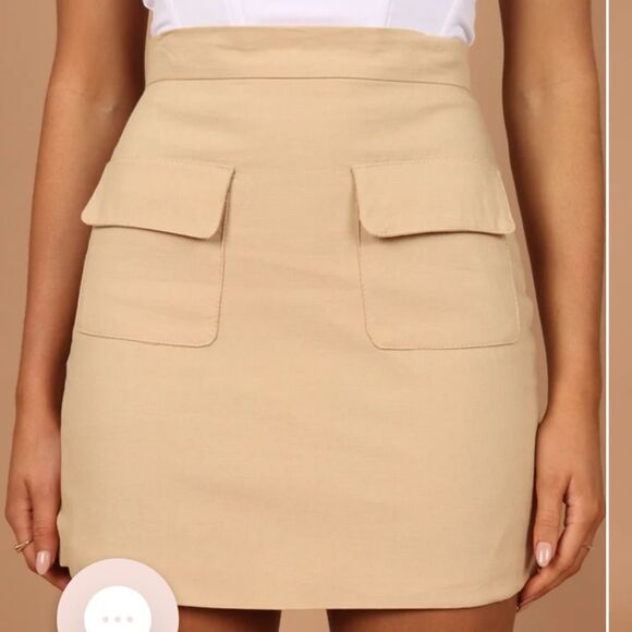 PETAL + PUP MANHATTAN MINI SKIRT - BEIGE M NWT - Picture 6 of 10